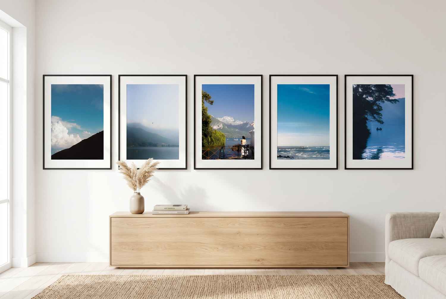 Gallery wall with calming Blue fine art photography prints