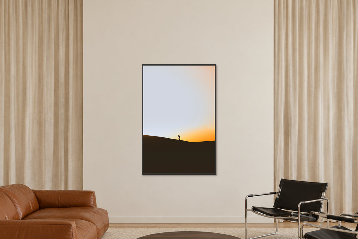 
Adventure Calls fine art photograph in a 40×60 black frame in a sitting room.