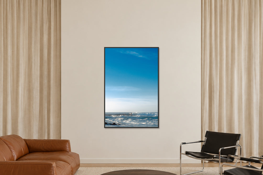 
Easy Days fine art photograph in a 40×60 black frame in a sitting room.