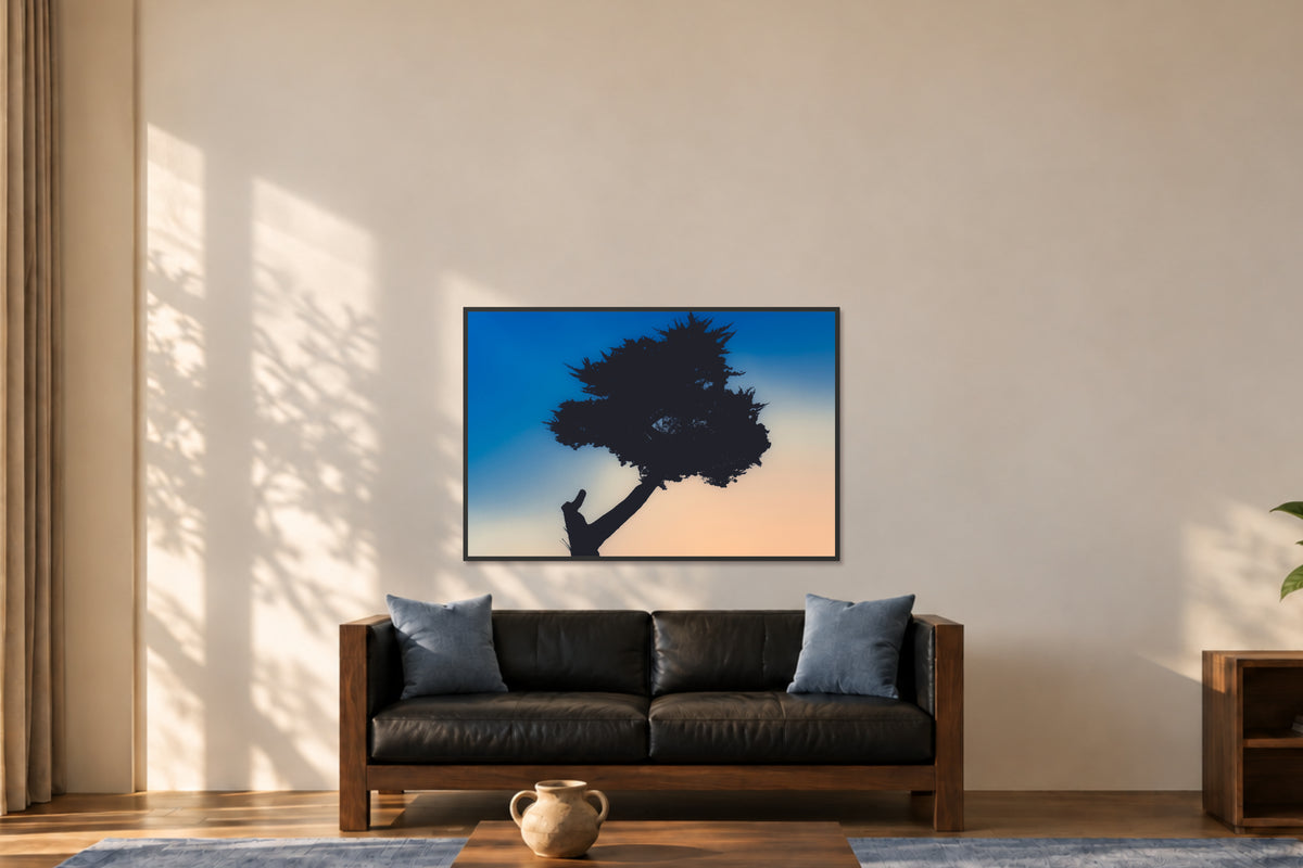 
Keep Your Balance fine art photograph in a 40×60 black frame in a lounge.